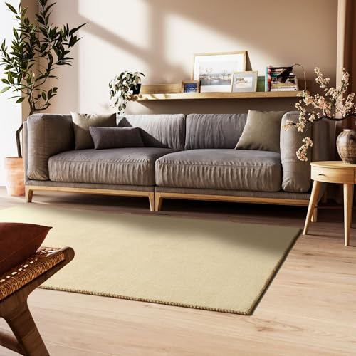 Steffensmeier Gabbeh Teppich Nomade | Wolle (Schurwolle), Beige, Größe: 160x230 cm Kurzflor für Wohnzimmer, Flur, Ethno Look