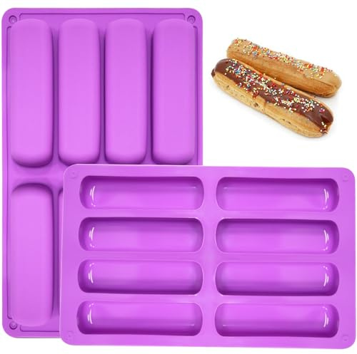YXHZVON 2 Stück Müsliriegel form Silikonform, 8 Mulden Antihaftbeschichtet Backen Rechteckige Silikonformen für Seife Harz Schokoriegel Eisw Brownie（Lila）
