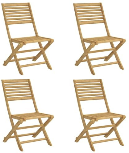 vidaXL Gartenstuhl 4 STK., Klappstuhl mit Latten-Design, Terrassenstuhl mit Rückenlehne, Gartenmöbel Balkonmöbel, Klappbar Massivholz Akazie