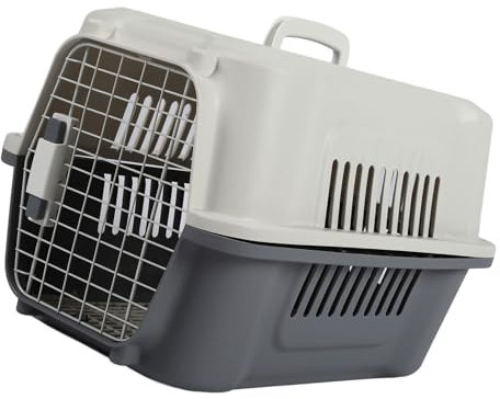 Belüfteter Hundetransporter mit Abschließbarem Fenster, Großer Raum, Langlebiges PP-Material, Klappbarer Griff, Stabiles Design, Großer Tragbarer Katzenkäfig für Kleine Hunde und