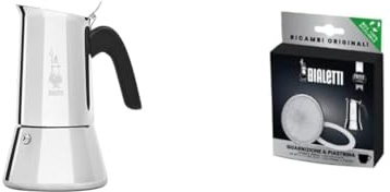Bialetti - New Venus Induction, Cafetière Expresso en Inox, Adaptée à Tous Les Types de Plaques & Ricambi, Includes 1 Gasket and 1 Plate, Compatible with Venus, Kitty, Musa and Class