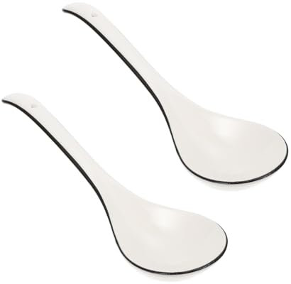 Garneck 2 Pièces cuillère spoon servir une louche à soupe louche de service à sauce en porcelaine couverts de table vaisselle portative accessoires de cuisine céramique blanche