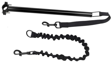 Bike Mount Pet Dog Leash Sturdy Replacement for Riding | Black Oxford Cloth and Alloy Build, Retractable Design with Comfortable Strap, for Small and Medium Dogs