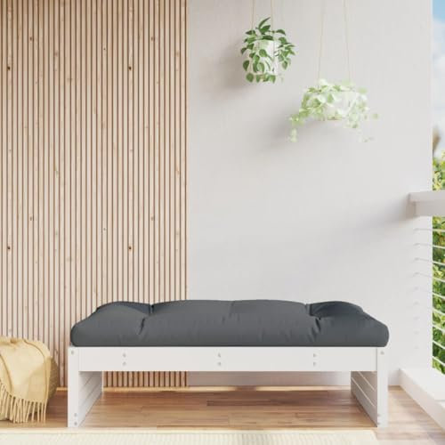 AJJHUUKI Möbelstück-Garten-Fußhocker weiß 120x80 cm Massivholz Kiefer