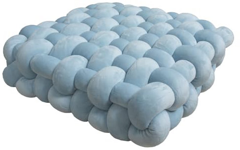 PromCaeruyn Knotenkissen Quadratisches Knotenkissen Kuschelkissen Dekokissen für Büro Schlafzimmer Wohnzimmer Wohnheim Auto Knoten Handgemachtes Kissen Bodenkissen(Light Blue,30 * 33 * 12cm)
