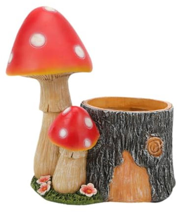 Figurine de Champignon, jardinière avec Ornement de Table Lumineux, Pot de Fleurs pour décoration d'entrée, Meuble TV Polyvalent