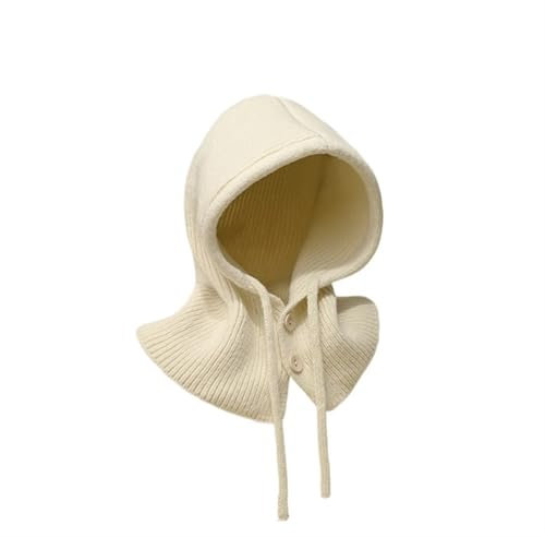 FJIXUO Kapuzenschal Kapuzenschal, gestrickt, Fake-Kragen-Schal, Kapuzenmütze, dick, warm, Winter-Damenmützen(Beige)
