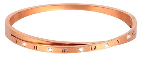 Manfnee Zierliches Edelstahlarmband für Frauen Römische Zahlen Armspange Armband Rose Armspange Armbänder Schmuck Geschenk
