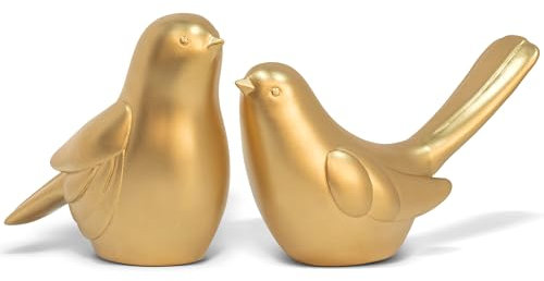 2 Stück Vögel Gold Figur Skulpturen Statuen Dekofigur deko Tisch, Weihnachten Vögel Weihnachtsdeko tischdeko