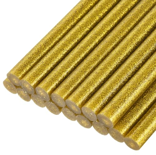 QUARKZMAN 16 Stück Heißklebestifte 11mm x 100mm Mini Heißklebesticks Heißklebepistole Heißkleber Klebestifte Glue Kleberstoff für Repartur Bastel Dekoratiion DIY Handwerk Glitter Gold