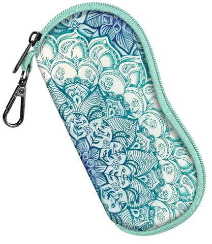 FINTIE Mjukt glasögonfodral, solglasögonhållare med klämma, glasögonhållare i neopren för kvinnor män, Emerald Illusions, One Size