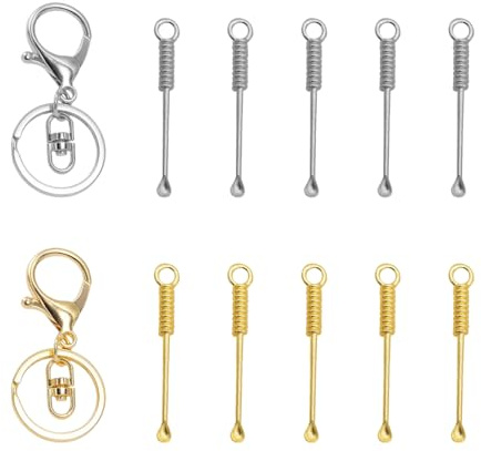 GTYHH Cuchara De Polvo De 10 Partes Y Hebillas Coles De 2 Partes, Cucharas Especiales para Tomar Polvo Médico, Cuchara De Mini Medicina De Metal, Almacén Simple Y Herramientas De Cocina.
