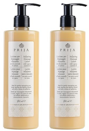 Prija Relaxing Massage Lotion with Aloe Vera and Cypress Oil 2X 380ml | Refreshing and Moisturising Body Cream for Massage. Leaves You Feeling Relaxed with a Sense of Wellbeing.