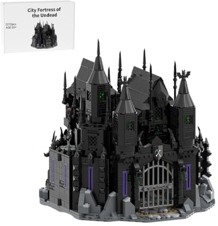 LootPop Mittelalterlicher Burg Bausteine Set, Stadtfestung der Untoten, Bauset mit dunkler Legende, Magiergilden & Kristallminen, Schreibtisch-Deko & Geschenk für Erwachsene (2272 Teile/16+)