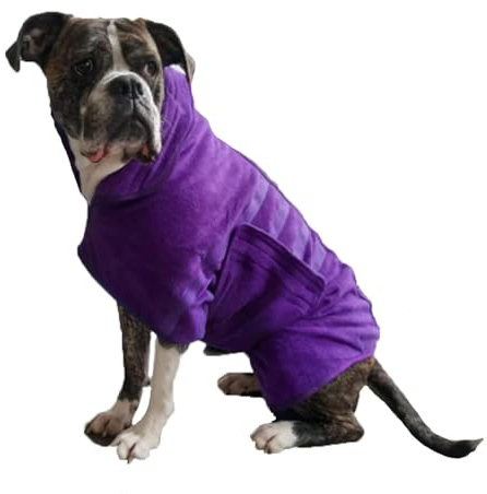 SYH&AQYE Hundebademantel, super saugfähige Hundehandtücher, Mikrofaserbad, verstellbare Kapuzenpullover und Gürtel for Badekleidungsprodukte for Hunde(lila,L)