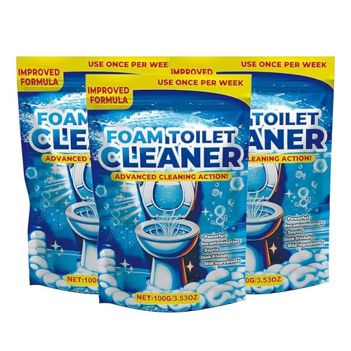 Nettoyeur de toilettes, poudre auto-activante pour cuvette de toilette, nettoyage puissant en profondeur et désodorisant (3 pièces)