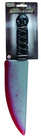 Fake Bloodied Large Knife Halloween Costume Accessory (38cm) – Fake Weapon Prop for Fancy Dress, Haunted Houses, Scary Cosplay & Horror Party Decorations
