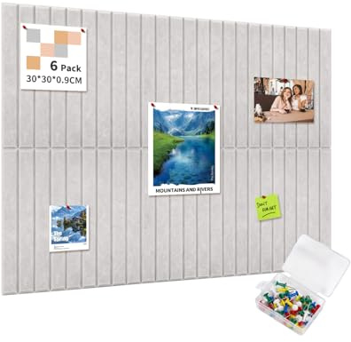 AsmeSonic 90x60cm Groß Filz Pinnwand Selbstklebend 6 Stück Silber | Dekorative Pinnwand aus Filz 35 Pinnnadeln, Faltbare Fototafel Bulletin Board für Büro Küche, Fotos Memos Wanddekoration