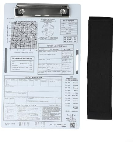 Sumsoctober Pilot – Planche à pince aviation IFR avec bande élastique et clip en métal, support de documents en alliage d'aluminium pour entraînement en avion, utilisation dans le cockpit d'étudiant