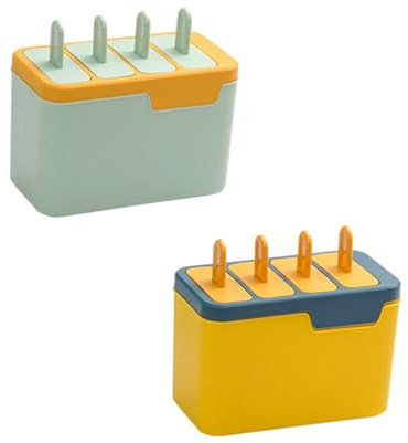 Toyvian 2 pièces Moule à Popsicles Plastique Alimentaire Réutilisable Léger Portable pour Glaces Maison DIY Facile à Démouler Bleu Vert