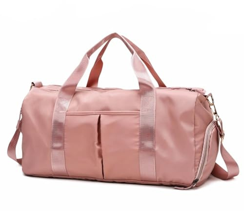 SSDH Borsone da Palestra Uomo Donne Borsa Sportivo con Scomparto per Scarpe e Tasca Umida Borsone da Viaggio Impermeabile Weekend Duffel Bag per Viaggio Sport Fitness Piscina (Rosa)