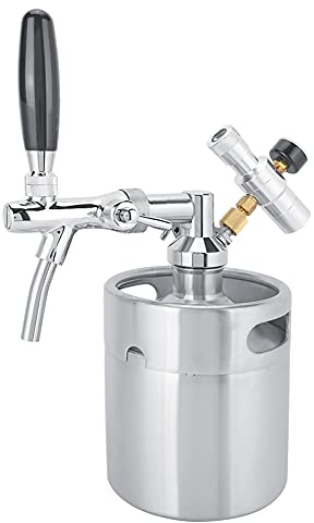 Cloimei Dispensador de barril de cerveza de acero inoxidable de 2 litros con manómetro, kit de elaboración casera para cerveza de barril, refrescos, café frío, fiestas al aire libr