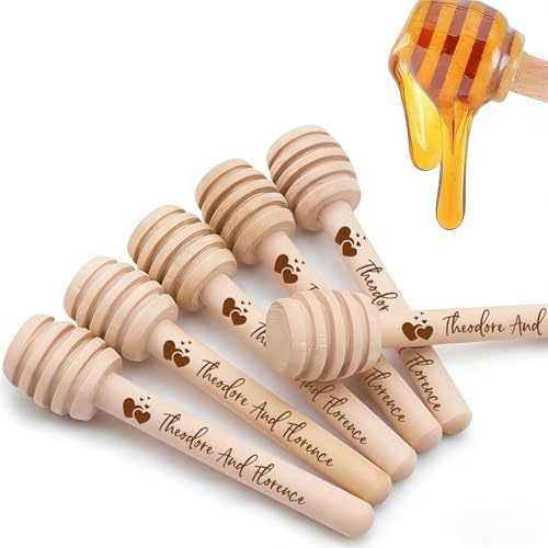 10-100 Stück Personalisierte Honig-Dip-Sticks Aus Holz, Mini-Honiglöffel Für Den Haushalt, Individuell Gravierte Texte, Hochzeitsgeschenke, Küchenutensilien Für Desserts(8cm)