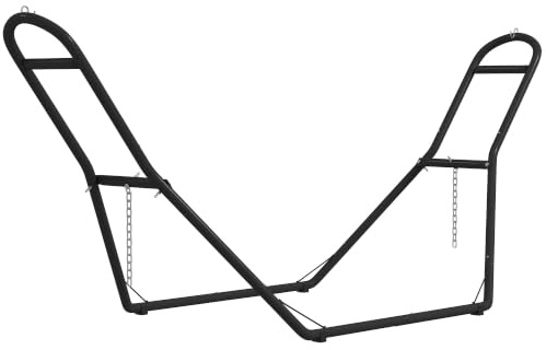 Outsunny Supporto per Amaca per 2-3 Persone, Regolabile con Piedini Antiscivolo, Sostegno per Amaca in Acciaio con Catene e Ganci a S, per Amache da 2.75-4 m, 278 cm, capacità 150 kg, Nero