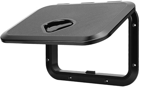 Ausla Tapa Rectangular para Escotilla de Barco de 14,76 X 10,63 Pulgadas, Cubierta Antideslizante para Acceso a Cubierta Marina con Junta de Goma, para Barcos Pequeños y Yates. (Black)