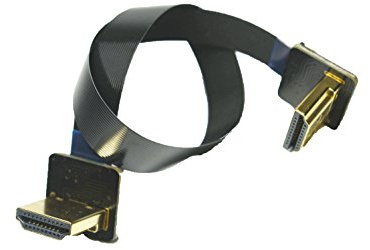 Flat HDMI Cable Standard HDMI full normal HDMI male angled to Standard HDMI full normal HDMI male 90 degree for gimbal dsrl FPV aerial photography and aerial shooting Black (20CM)
