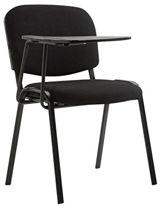 CLP Chaise Visiteur Ken Tissu et Tablette Rabattable I Chaise Salle de Conférence Stable Confortable Dossier, Couleur:Noir