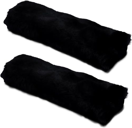 Andalus Brands Ceinture de sécurité en peau de mouton pour la voiture avec épaulette douce pour une conduite confortable Taille unique Noir