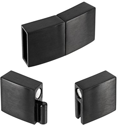 AURORIS - flacher Magnetverschluss aus Edelstahl matt-schwarz - Loch: 10x3mm / 3 Stück