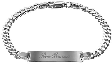 trendor Gravurarmband für Jugend 925 Silber Panzerkette mit Namen 88612-19 | Gravurschmuck aus Sterling-Silber mit poliertem Gravurschild