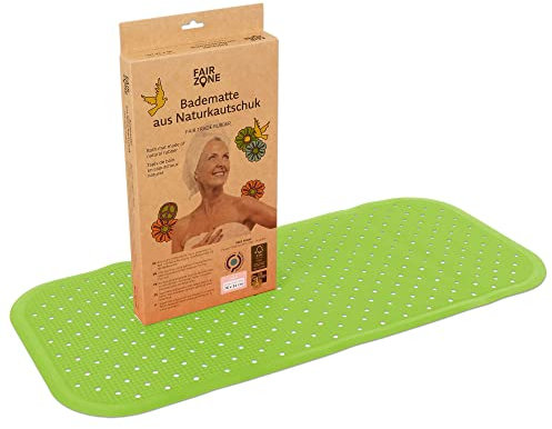 FAIR ZONE Badewannenmatte rutschfest 76x34 cm Antirutschmatte Badewanne Plastikfrei FSC Naturkautschuk 100% BPA+PVC frei Wanneneinlage in Grün
