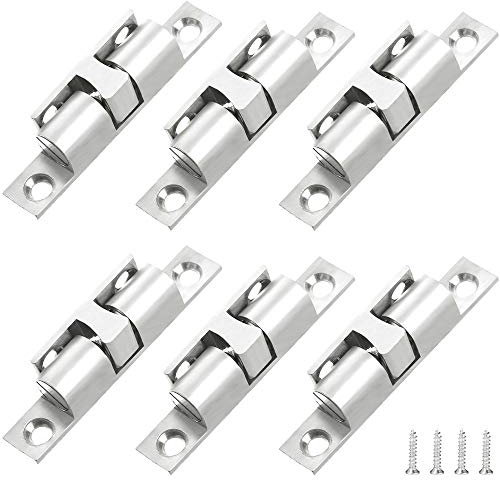 GZGXKJ 6 Pezzi Ottone Doppia Palla Chiusura a Scatto Serratura Chiavistelli Cattura Della Porta a Doppio Rullo Doppia Serratura a Rullo per Serratura di Armadio(Argento)