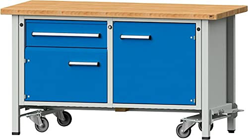 Établi mobile gris/bla1500 x 700 x 50 mm 1 porte/2 poussée