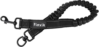 Floxik Ammortizzatore elastico piccolo per cani di taglia media | Estensione di lino bungee per ogni guinzaglio | ideale per jogging, ciclismo e passeggiate, nero