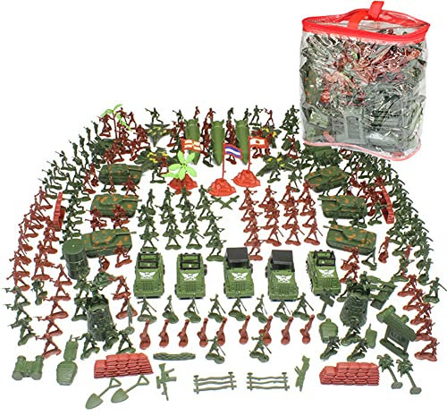LSGGTIM 307 Stück Militär Armee Spielfiguren Set, 4cm Mini Spielzeugsoldaten Modell Armee Soldaten Figuren Militär Modell Plastik Armee Soldaten Militärfiguren Set für Kinder Jungen Weihnachtsgechenk