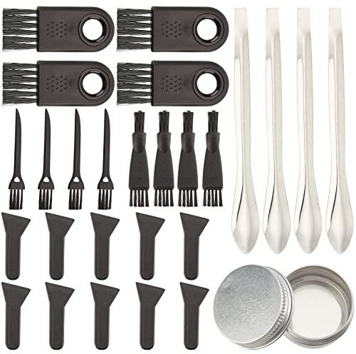GORGECRAFT 27Pcs Kit Raschietto per Polline per Macina Spezie Compreso Spazzola per Pulizia Raschietto per Polline Spatola Da Laboratorio In Acciaio Inossidabile Micro Paletta e Barattolo Da 10 ml