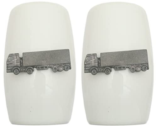 Articulated Lorry China Salt and Pepper Shakers Cruet Set Modern White CSP 446