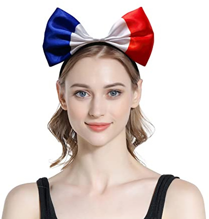 Haarreif 3 Stück Haarband Elastisch Niedlich Weltmeisterschaft Deutschland Frankreich Stirnband GB US Bunt Nationalflagge Kopfschmuck Fußball Party Dekoration Schleife Fußballfan Nationalfeiertag