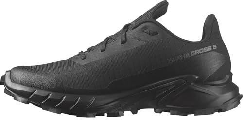 Salomon Alphacross 5 Damen Trail-Laufschuhe, Starker Grip, Anhaltender Komfort, Vielseitige Performance, Black, 42