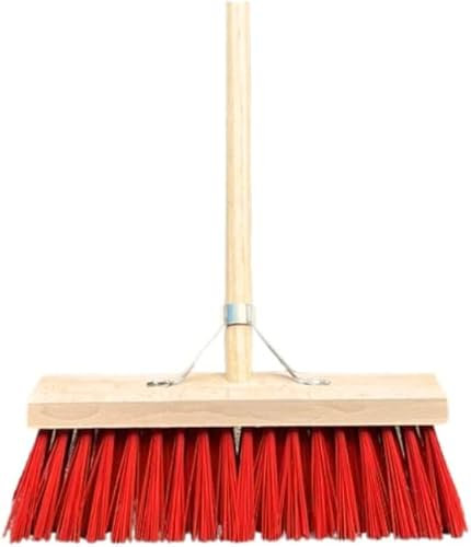Synx Tools - Outdoor Besen 40cm - Besen - Straßenbesen Kunststoff Nylonhaare - Besenstiel - Scrub-Bürsten - Außenbesen - Stahl 150cm
