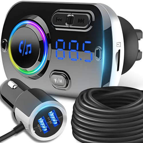 Retoo Bluetooth FM Transmitter, Adapter Auto mit Freisprechanlage QC 3.0 KFZ Wireless Bluetooth Schnelles Autoladegerät FM Radio Adapter LED Display Freisprechen Car Kit Unterstützt TF Karte USB-Stick