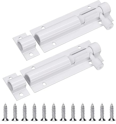 Slide Bolt Latch, Aluminum Alloy Bolt Latch Mini Door Bolts Latches, Slide Latch Lock White Gate Latch Gate Sliding Latch, Door Slide Latch Locks(3 Inch White)