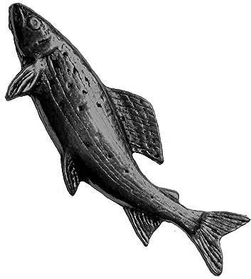 Anstecknadel F8 Äsche Fisch 3 x 1,2 cm schwarzes Finish englisches Zinn mit Schmetterlingsverschluss Clip, Einheitsgröße, Metall