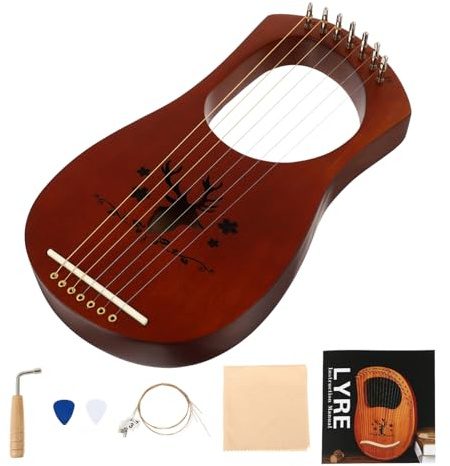 ABOOFAN Holzharfe mit Saiten Handharfe als Saiteninstrument aus Hochwertigem Gefertigt Inklusive Saiten Stimmstock Reinigungstuch und Bedienungsanleitung