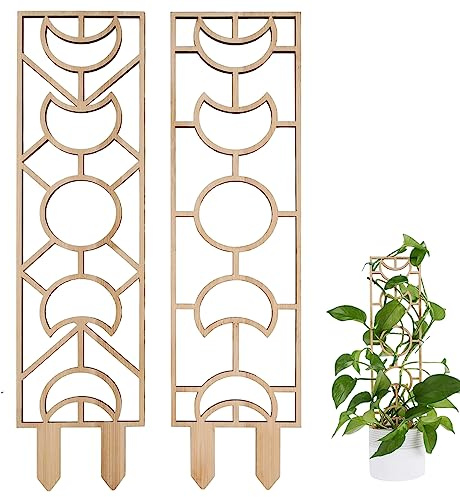 Växtgaller i trä för klätterväxter inomhus, Decorify växtstöd för inomhusväxter, växtstöd med fuktbeständigt skikt för vinrankor, murgröna, Hoya (2 stycken, de).