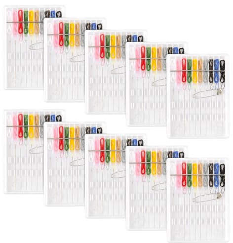 Andibro Mini-Nähset mit 10 Boxen, tragbares Notfall-Fadennadel-Set kleines Reise-Nähset schnelles Reparaturwerkzeug für Kleidungsstücke mit 1 Knopfnadel und 2 Knöpfen für Nähzubehör 10 Farben